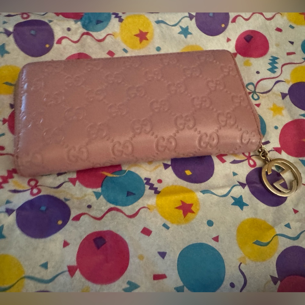 GUCCI Guccissima Leather Zip Around Wallet Pink Gold w/ COA - Picture 3 of 10